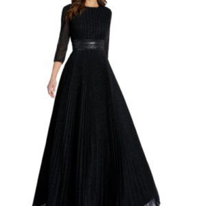 MAC DUGGAL SHIMMERING PLEATED A-LINE BLACK BALL GOWN 30700 GOWN sz 6